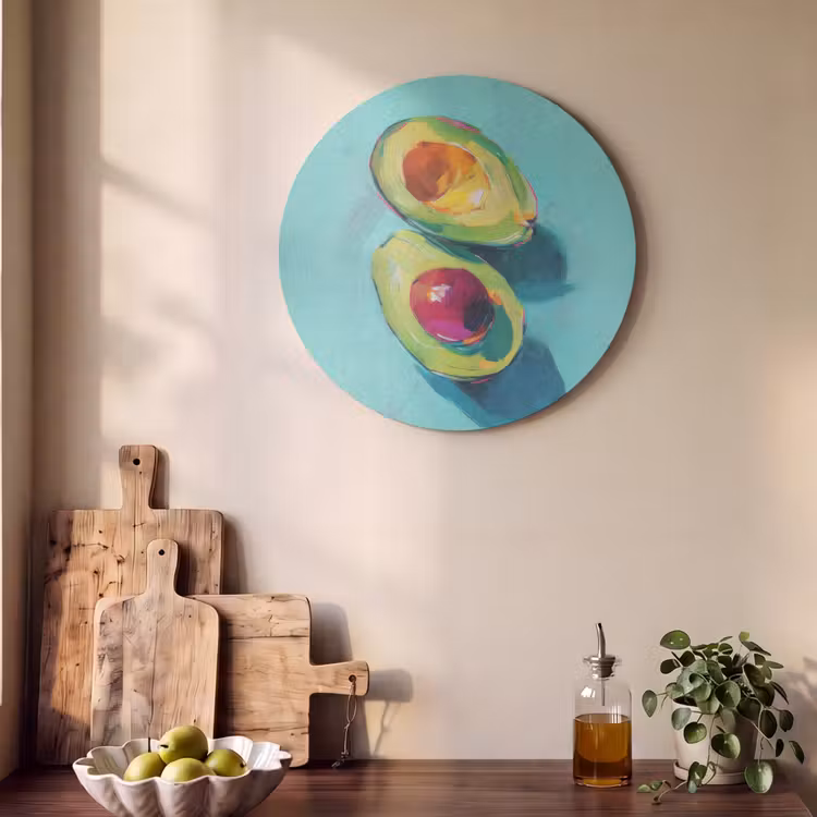 Akoestisch schilderij rond - Avocado - Groen - Pit - Schaduw — 4