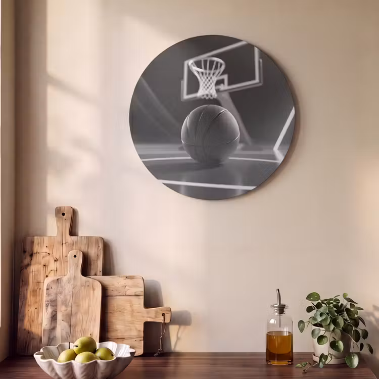 Akoestisch schilderij rond - Basketbal - Basketbalveld - Lichtlijnen — 4