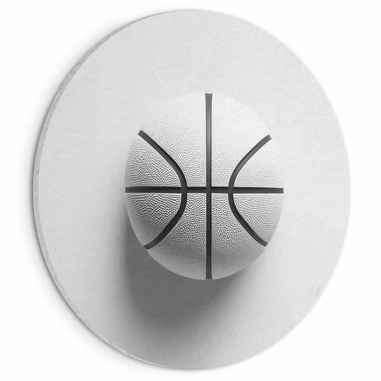 Akoestisch schilderij rond - Basketbal - Wit - Schaduw - Lijnen — 1