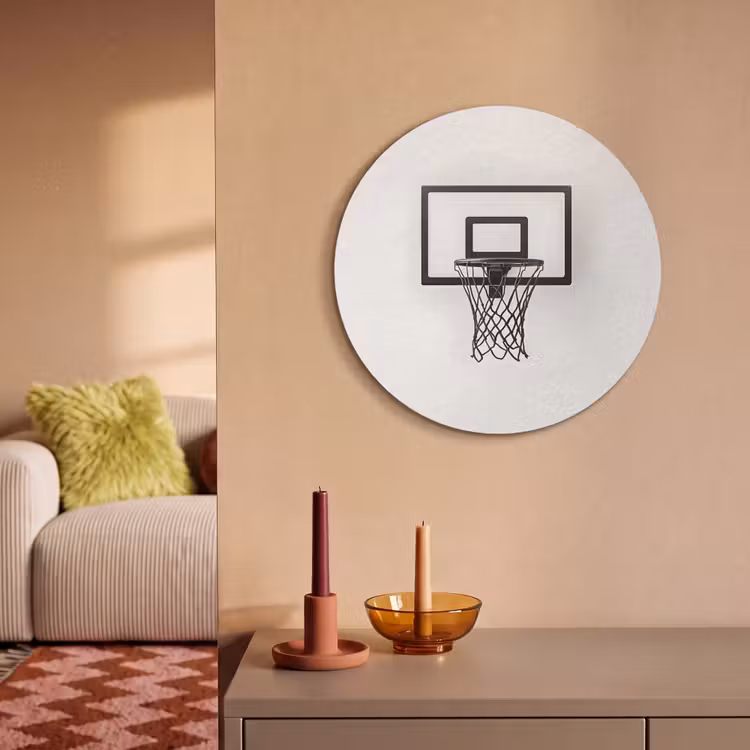 Akoestisch schilderij rond - Basketbalbord - Minimalistisch - Zwart — 3