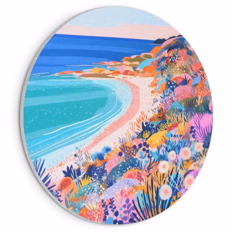 Akoestisch schilderij rond - Bloemenweide - Zee - Zomers — 1
