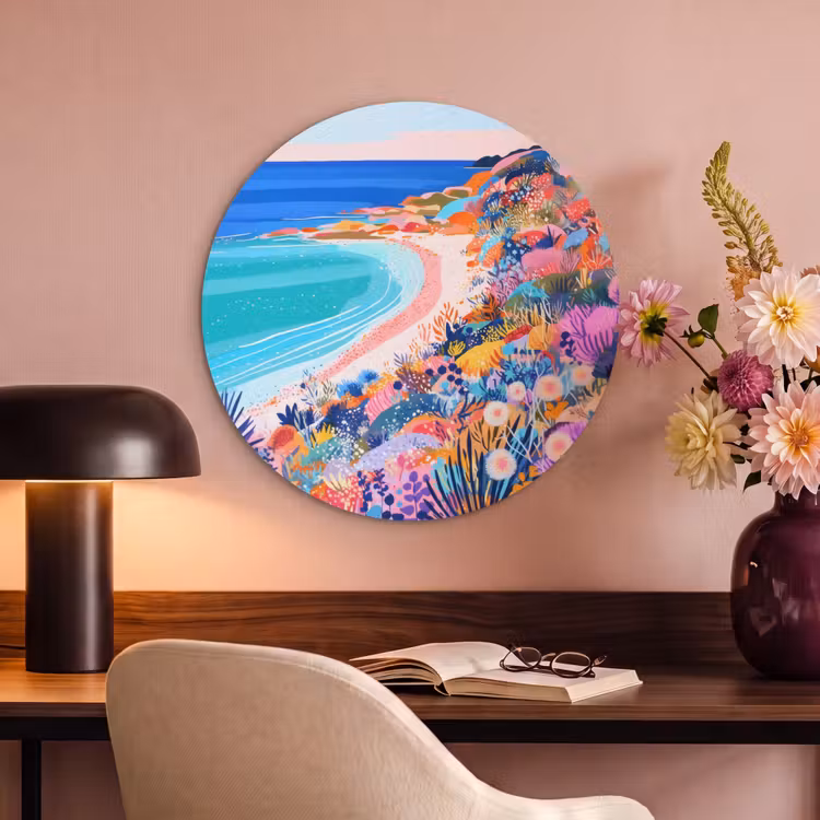 Akoestisch schilderij rond - Bloemenweide - Zee - Zomers — 2