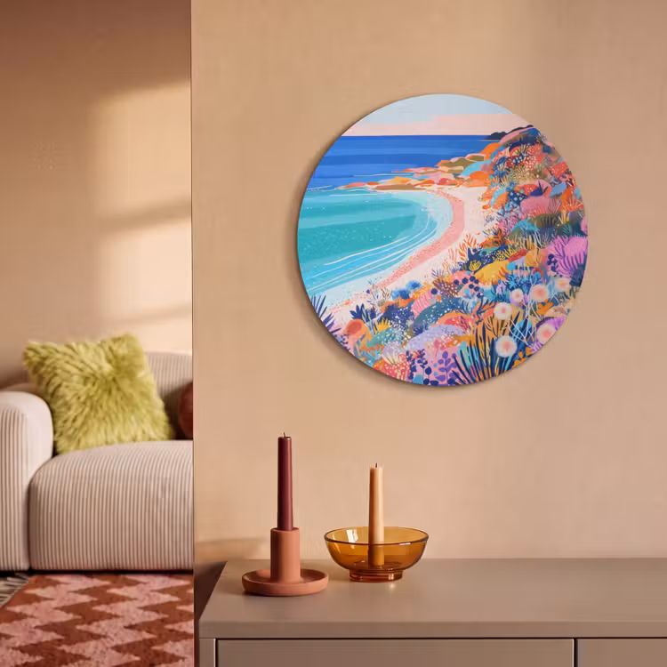 Akoestisch schilderij rond - Bloemenweide - Zee - Zomers — 3