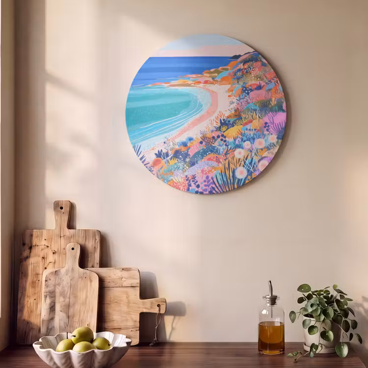 Akoestisch schilderij rond - Bloemenweide - Zee - Zomers — 4