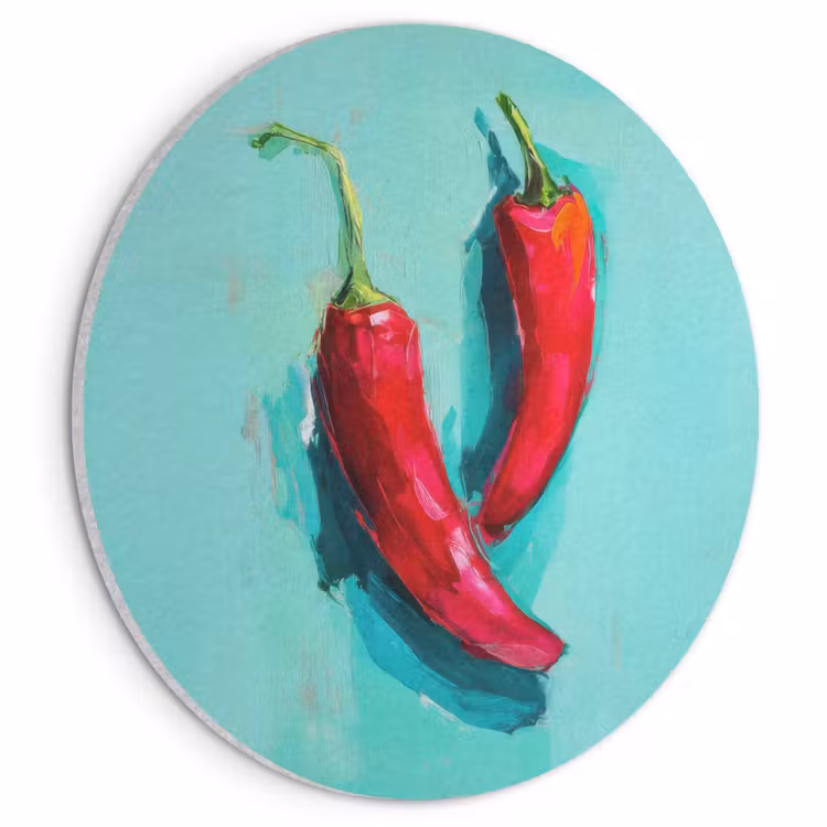 Akoestisch schilderij rond - Chilipepers - Geverfd - Rood — 1