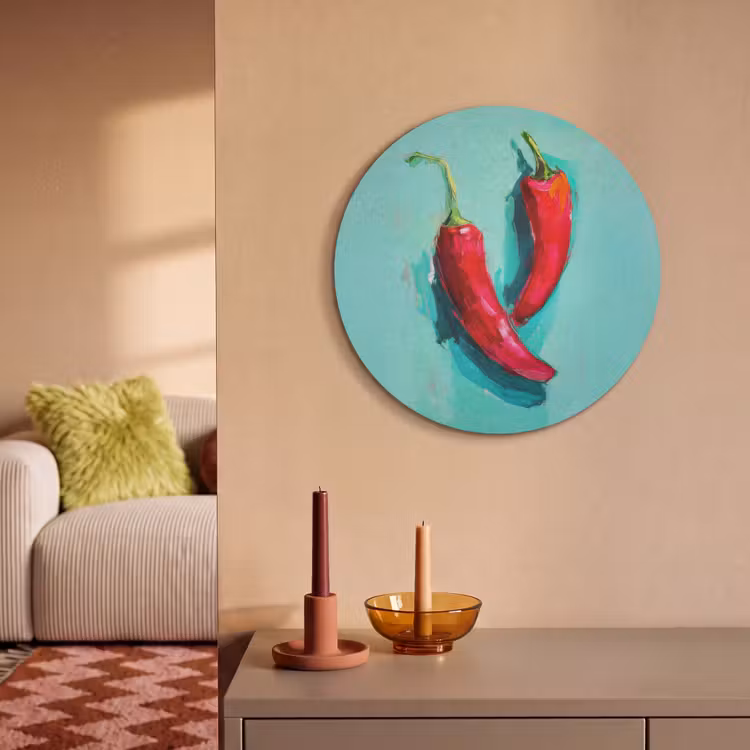 Akoestisch schilderij rond - Chilipepers - Geverfd - Rood — 3