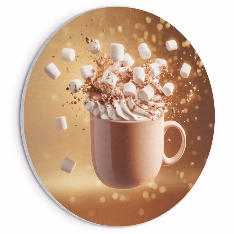 Akoestisch schilderij rond - Chocomelk - Drinken - Warm - Bruin — 1