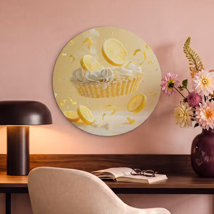 Akoestisch schilderij rond - Citroen - Taart - Eten - Geel — 2