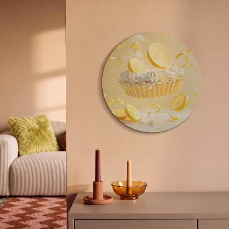 Akoestisch schilderij rond - Citroen - Taart - Eten - Geel — 3