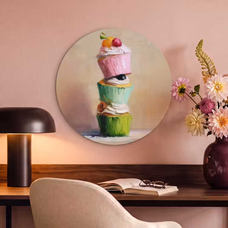 Akoestisch schilderij rond - Cupcakes - Gestapeld - Kleurrijk - Fruit — 2