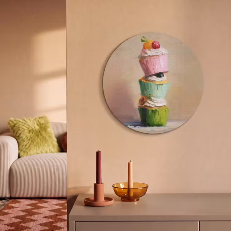 Akoestisch schilderij rond - Cupcakes - Gestapeld - Kleurrijk - Fruit — 3