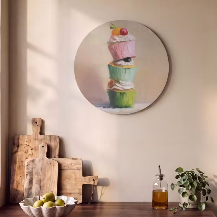 Akoestisch schilderij rond - Cupcakes - Gestapeld - Kleurrijk - Fruit — 4