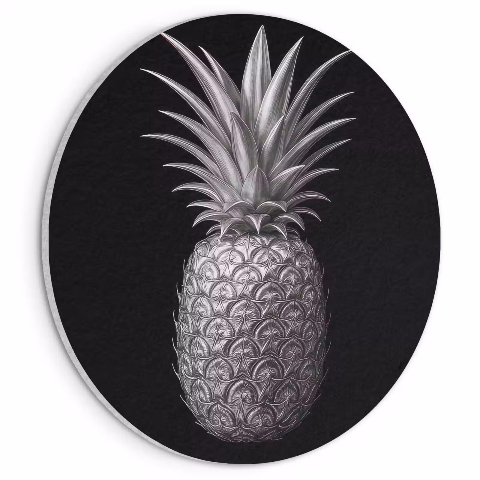 Akoestisch schilderij rond - Ananas - Gedetailleerd - Bladeren — 1