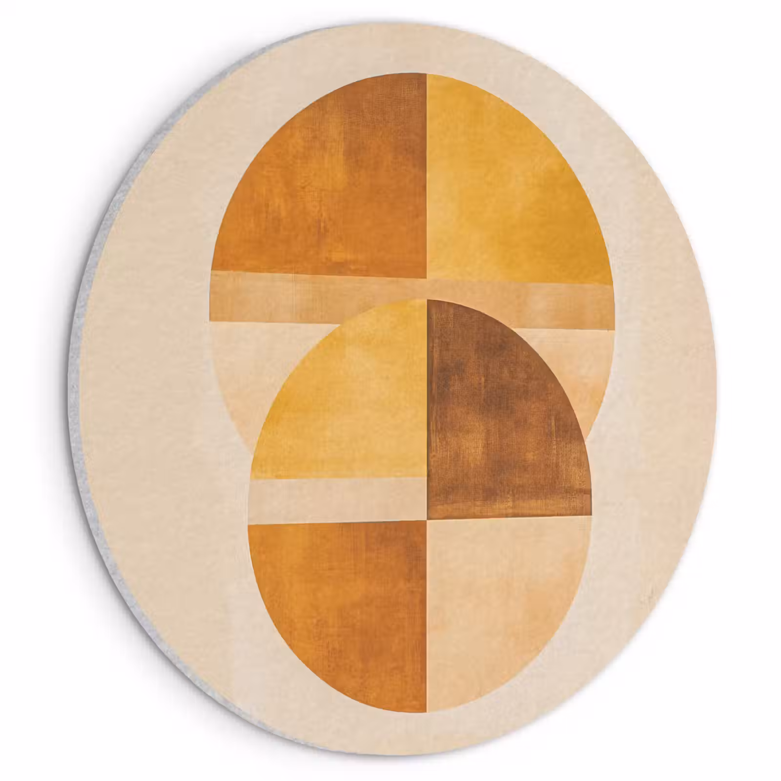 Akoestisch schilderij rond - Cirkels - Geel - Minimalistisch — 1