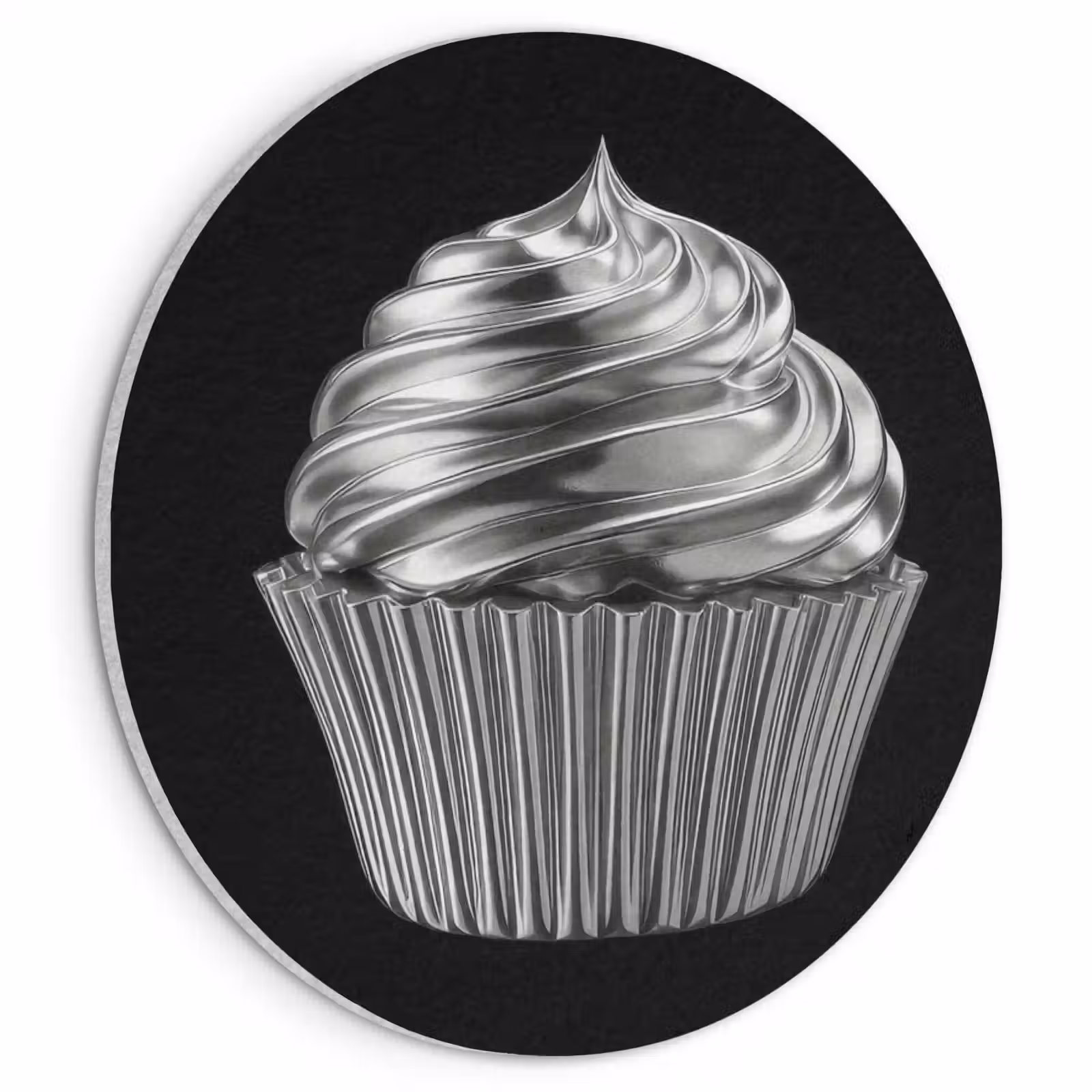 Akoestisch schilderij rond - Cupcake - Luxueus - Zilver — 1