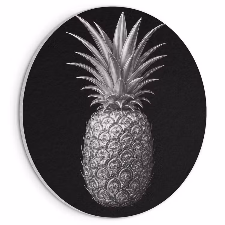 Akoestisch schilderij rond - Ananas - Gedetailleerd - Bladeren — 1