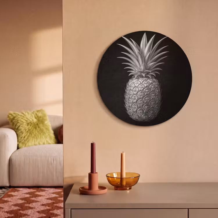 Akoestisch schilderij rond - Ananas - Gedetailleerd - Bladeren — 3