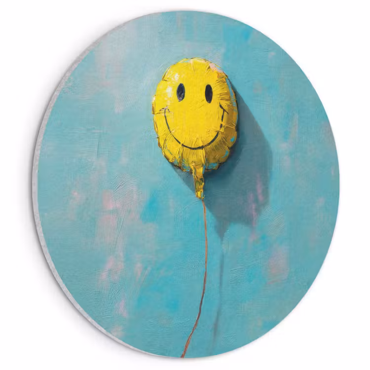 Akoestisch schilderij rond - Ballon - Geel - Smiley — 1