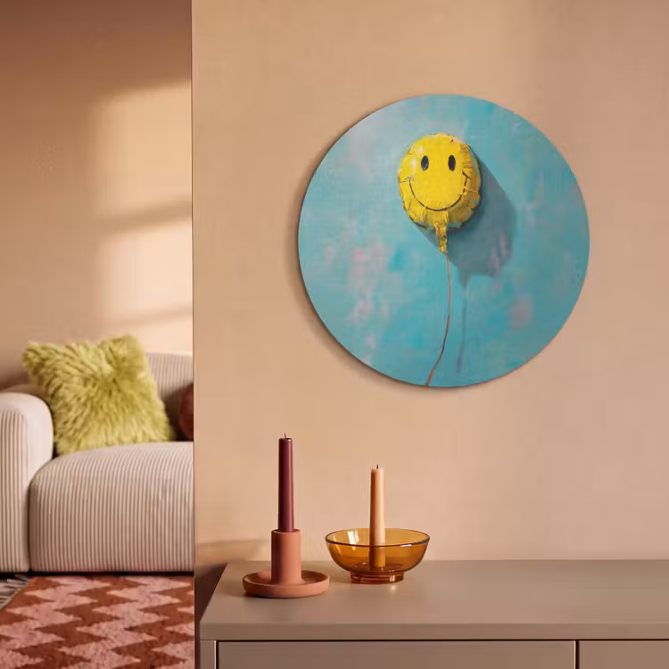 Akoestisch schilderij rond - Ballon - Geel - Smiley — 3