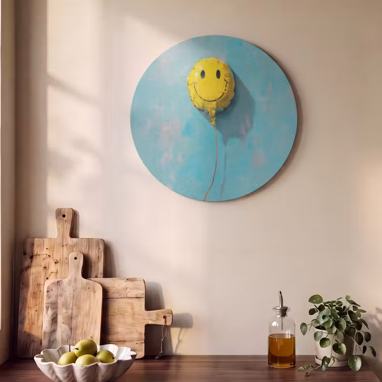 Akoestisch schilderij rond - Ballon - Geel - Smiley — 4
