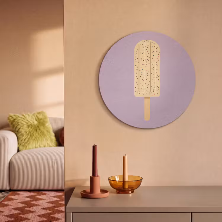 Akoestisch schilderij rond - Beige - Ijsje - Spikkels — 3