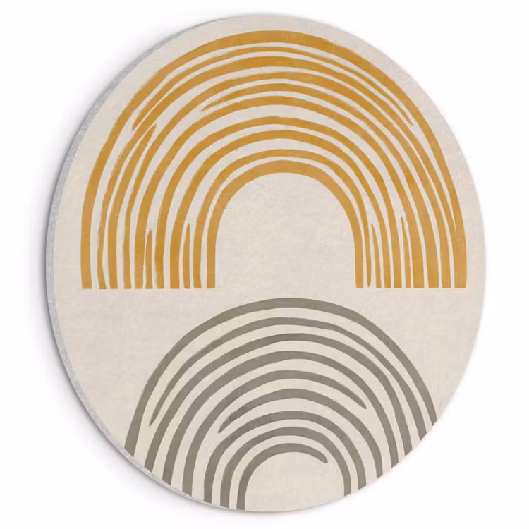 Akoestisch schilderij rond - Bogen - Lijnen - Oranje - Minimalistisch — 1