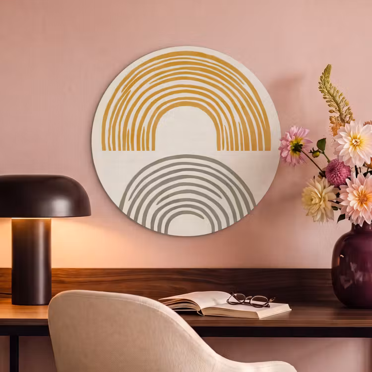 Akoestisch schilderij rond - Bogen - Lijnen - Oranje - Minimalistisch — 2