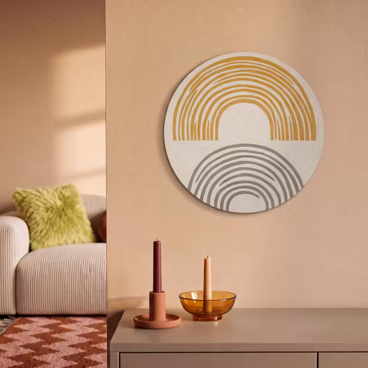 Akoestisch schilderij rond - Bogen - Lijnen - Oranje - Minimalistisch — 3