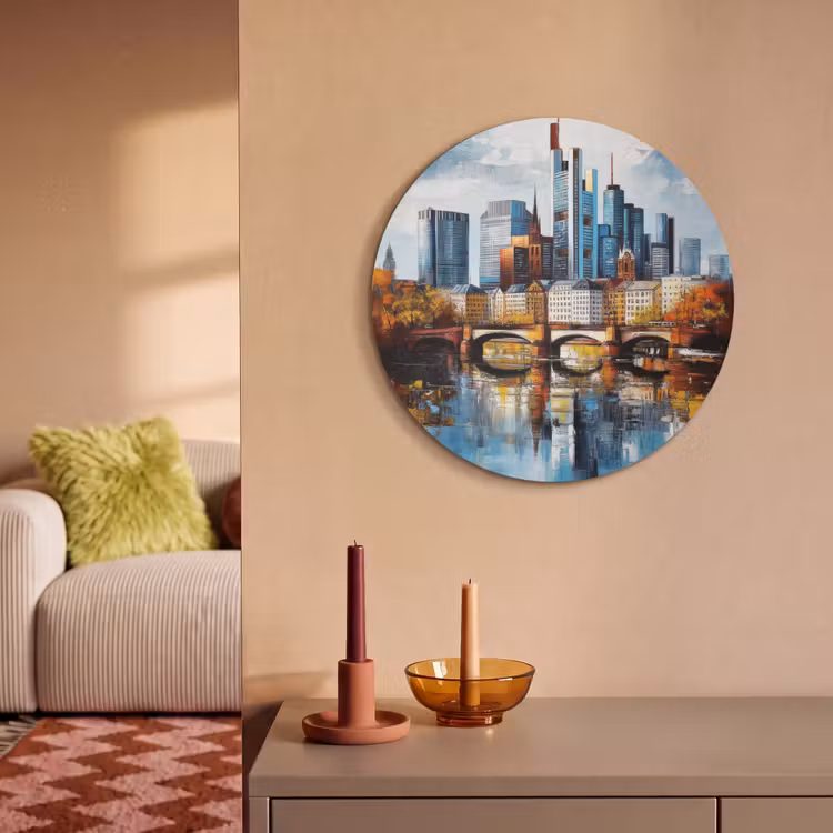 Akoestisch schilderij rond - Bomen Frankfurt- Stad - Skyline - Brug — 3