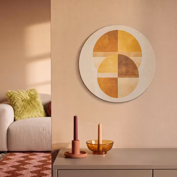 Akoestisch schilderij rond - Cirkels - Geel - Minimalistisch — 3