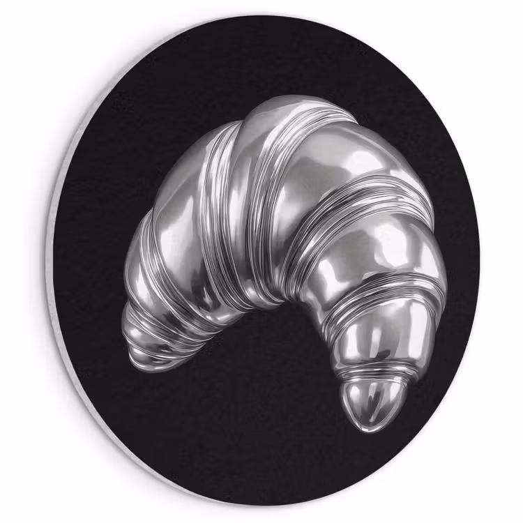 Akoestisch schilderij rond - Croissant - Metaal - Zilver — 1