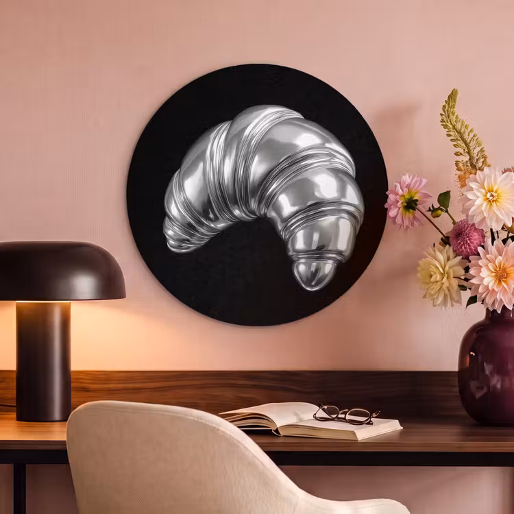 Akoestisch schilderij rond - Croissant - Metaal - Zilver — 2