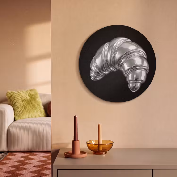 Akoestisch schilderij rond - Croissant - Metaal - Zilver — 3