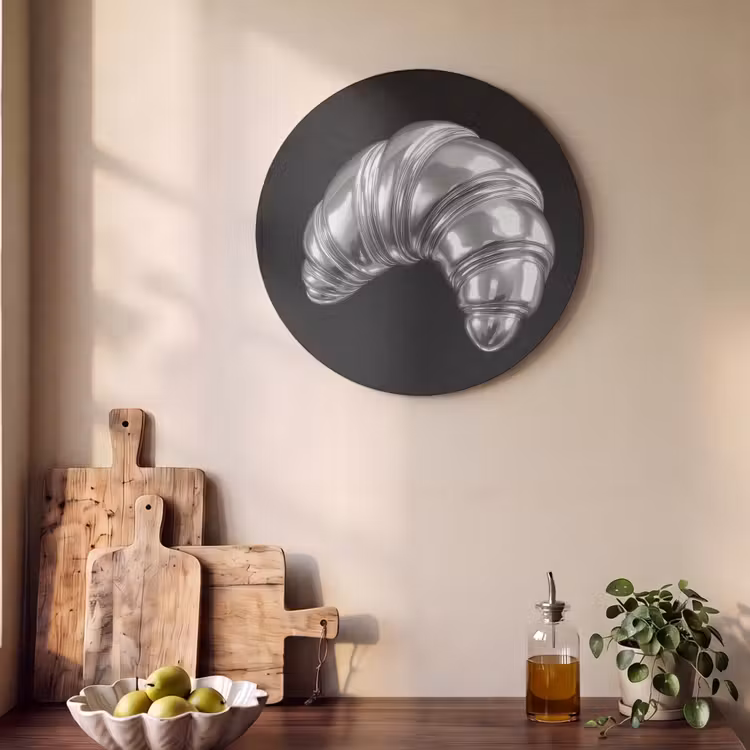 Akoestisch schilderij rond - Croissant - Metaal - Zilver — 4