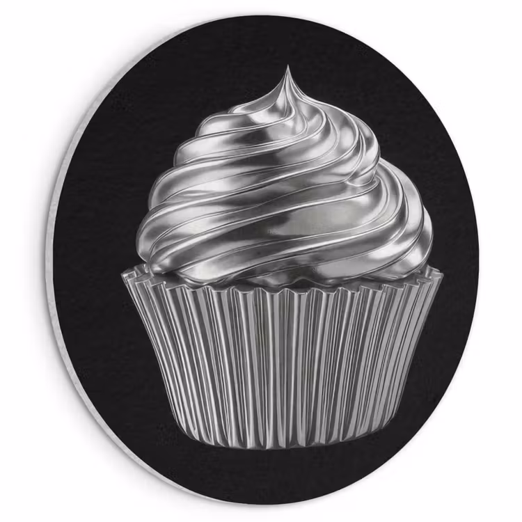 Akoestisch schilderij rond - Cupcake - Luxueus - Zilver — 1