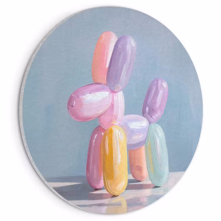 Akoestisch schilderij rond - Dier - Ballon - Pasteltinten - Glanzend — 1