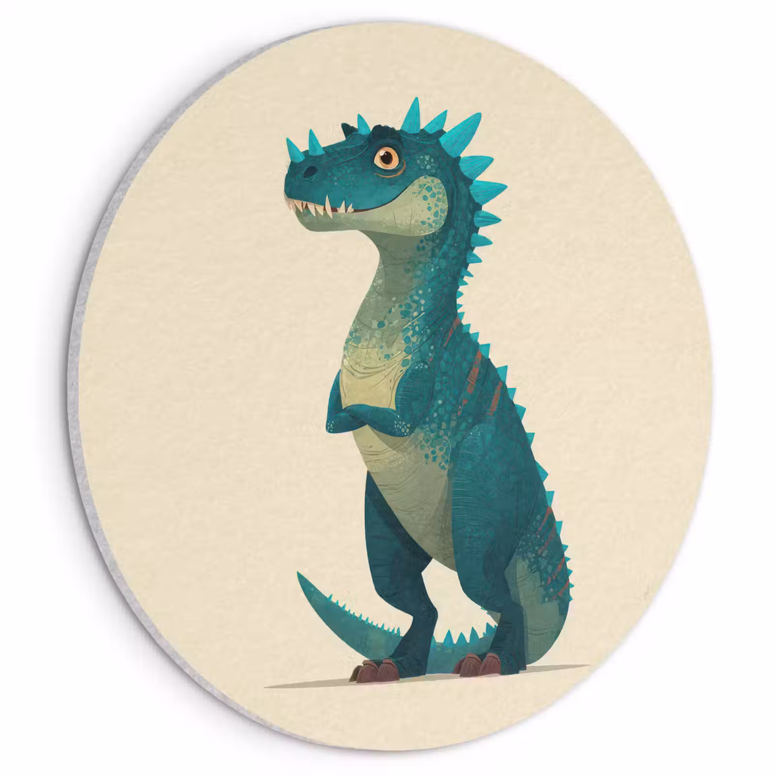 Akoestisch schilderij rond - Dinosaurus - Turquoise - Stekels — 1