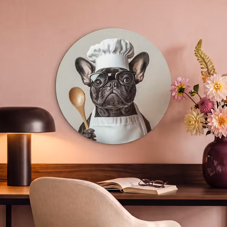 Akoestisch schilderij rond - Bril - Hond - Kok — 2