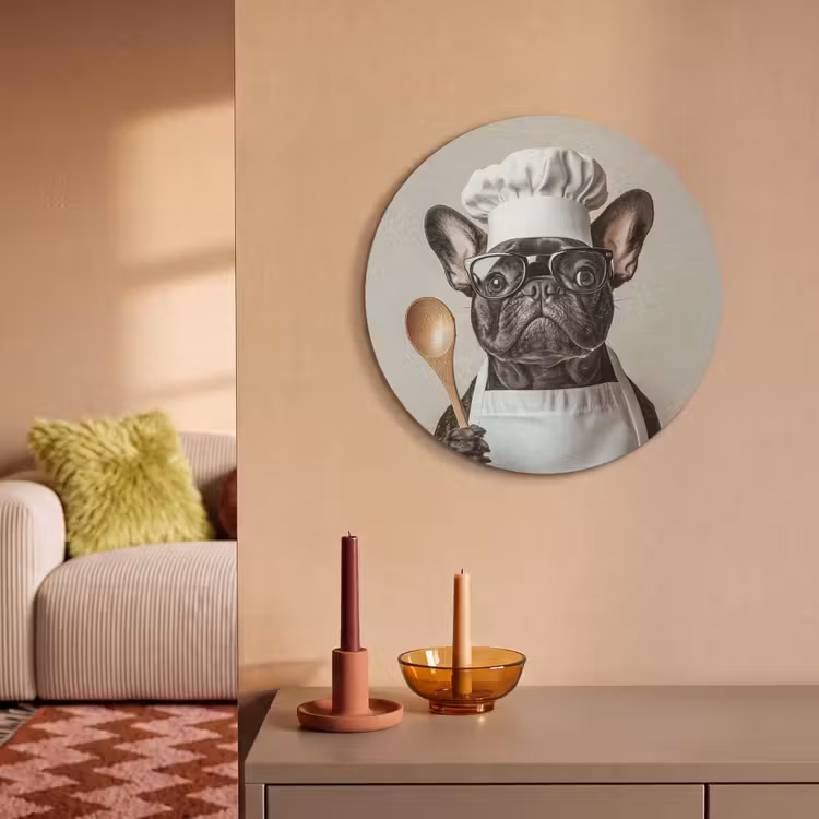 Akoestisch schilderij rond - Bril - Hond - Kok — 3