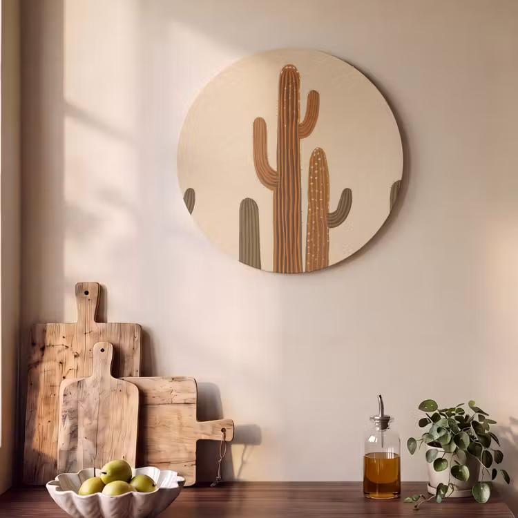 Akoestisch schilderij rond - Cactus - Woestijn - Zand - Bruin — 4
