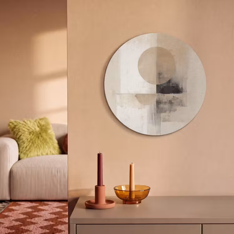 Akoestisch schilderij rond - Cirkel - Compositie - Diepte - Beige — 3