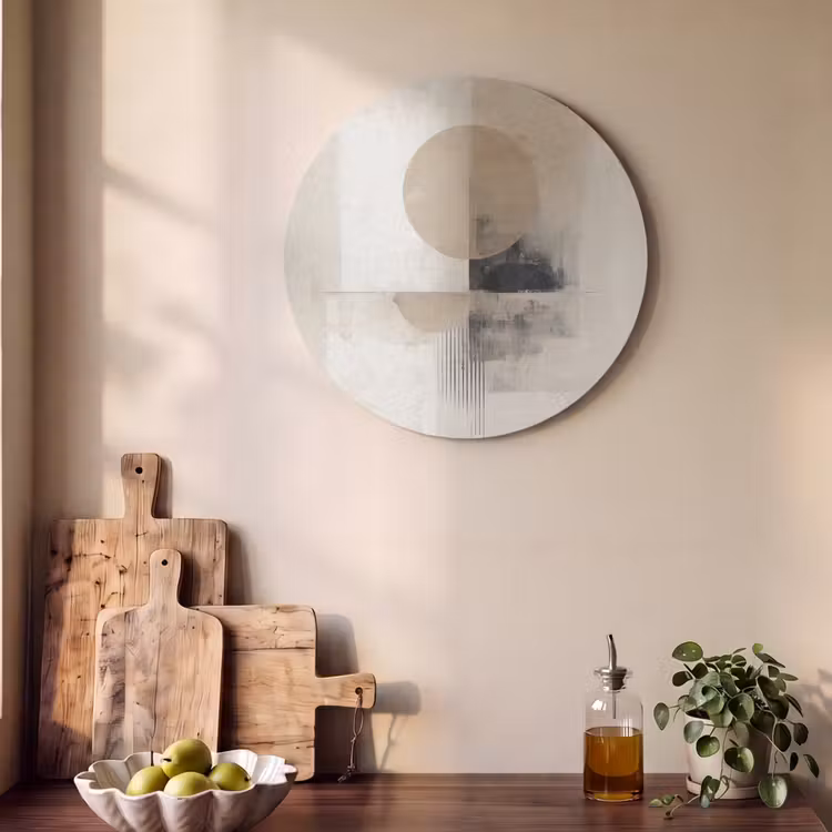 Akoestisch schilderij rond - Cirkel - Compositie - Diepte - Beige — 4