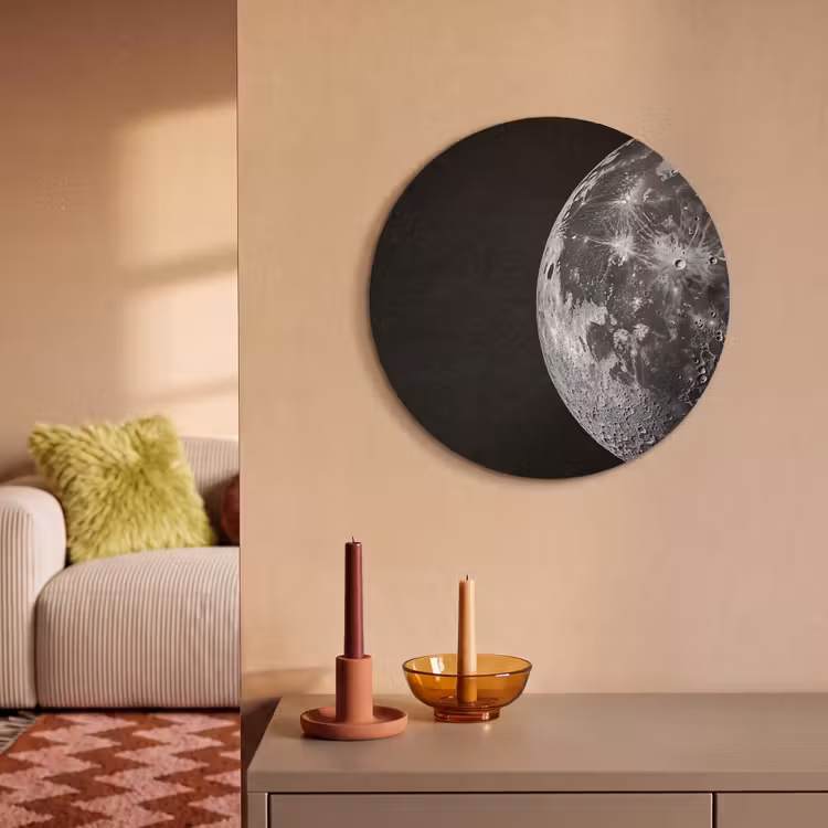Akoestisch schilderij rond - Close-up - Maan - Wit - Textuur — 3