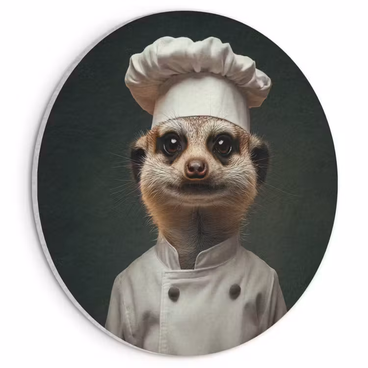 Akoestisch schilderij rond - Dier - Kok - Stokstaartje — 1