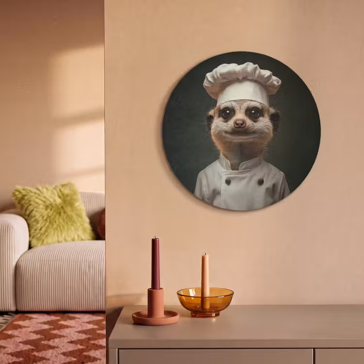 Akoestisch schilderij rond - Dier - Kok - Stokstaartje — 3