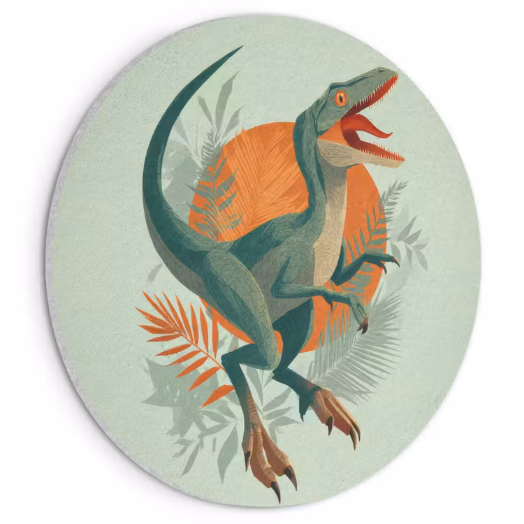 Akoestisch schilderij rond - Dino - Bladeren - Grafisch - Groen — 1
