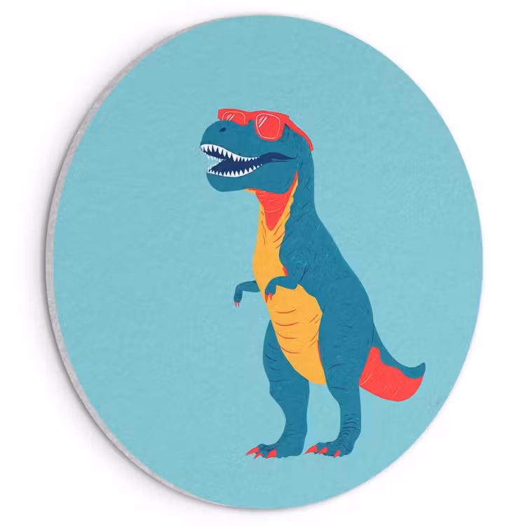 Akoestisch schilderij rond - Dinosaurus - Blauw - Zonnebril — 1