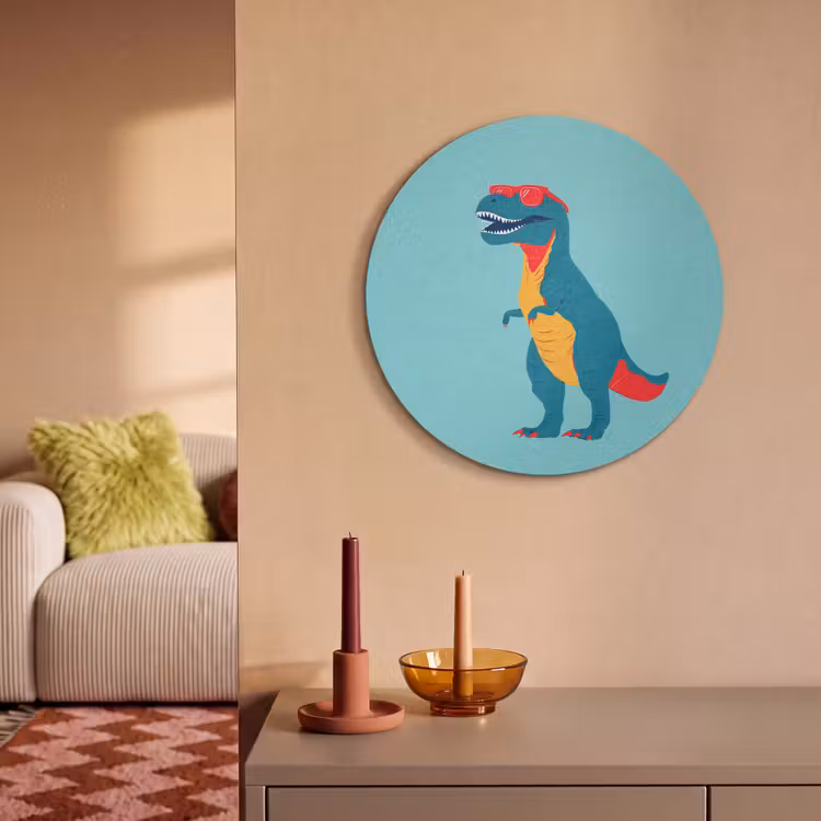 Akoestisch schilderij rond - Dinosaurus - Blauw - Zonnebril — 3