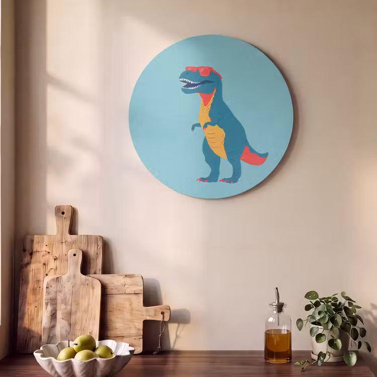 Akoestisch schilderij rond - Dinosaurus - Blauw - Zonnebril — 4