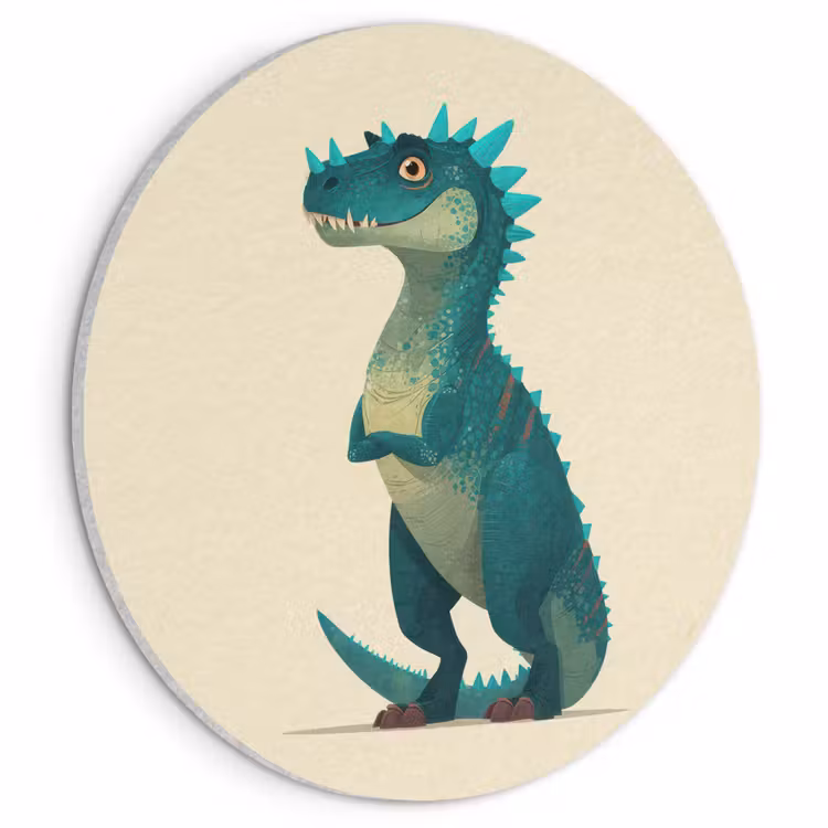 Akoestisch schilderij rond - Dinosaurus - Turquoise - Stekels — 1